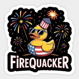 4th of July Duck Firequacker Patriotic Fourth of July Funny Sticker